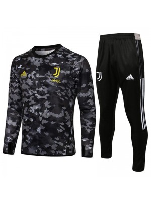 Juventus Black Gray Camouflage Men's Soccer Tracksuit Football Kit 2021-2022